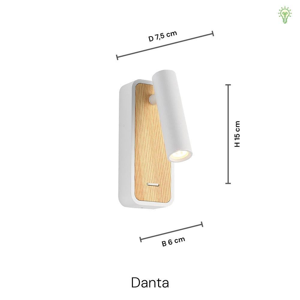 Danta Væglampe Hvid/Trælook