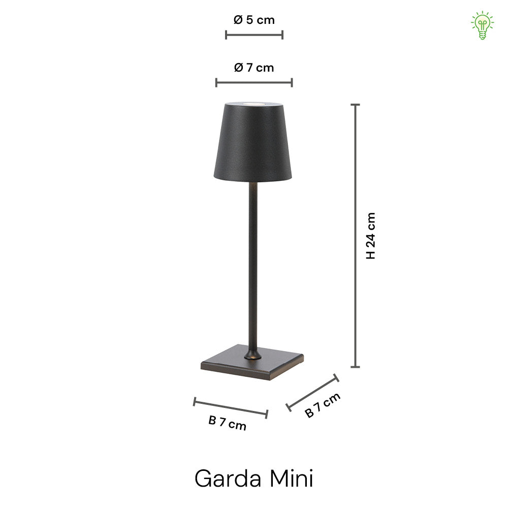 Garda Mini 24cm Trådløs Bordlampe IP54 Messing