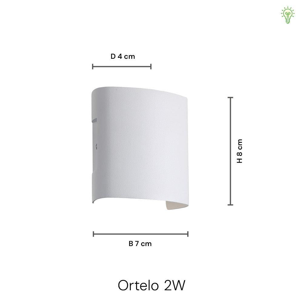 Ortelo 2W 7cm Væglampe Hvid