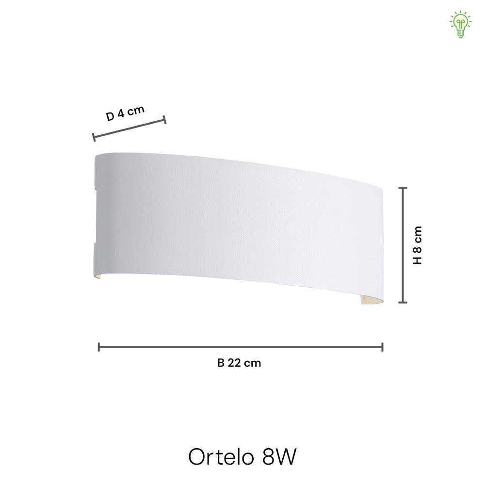 Ortelo 8W 22cm Væglampe Hvid