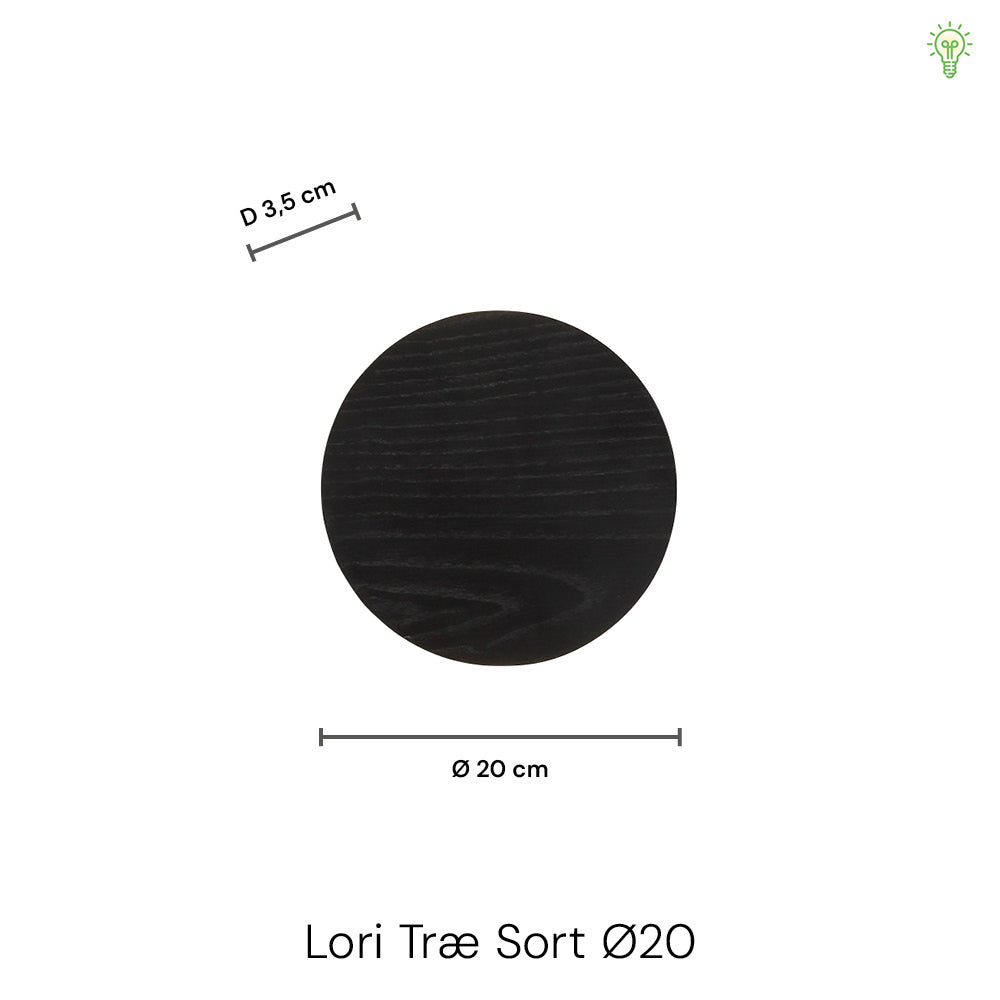 Lori Væglampe Ø20 Sort Træ