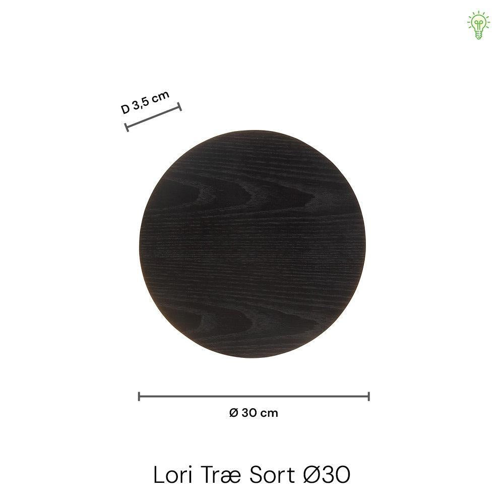 Lori Væglampe Ø30 Sort Træ