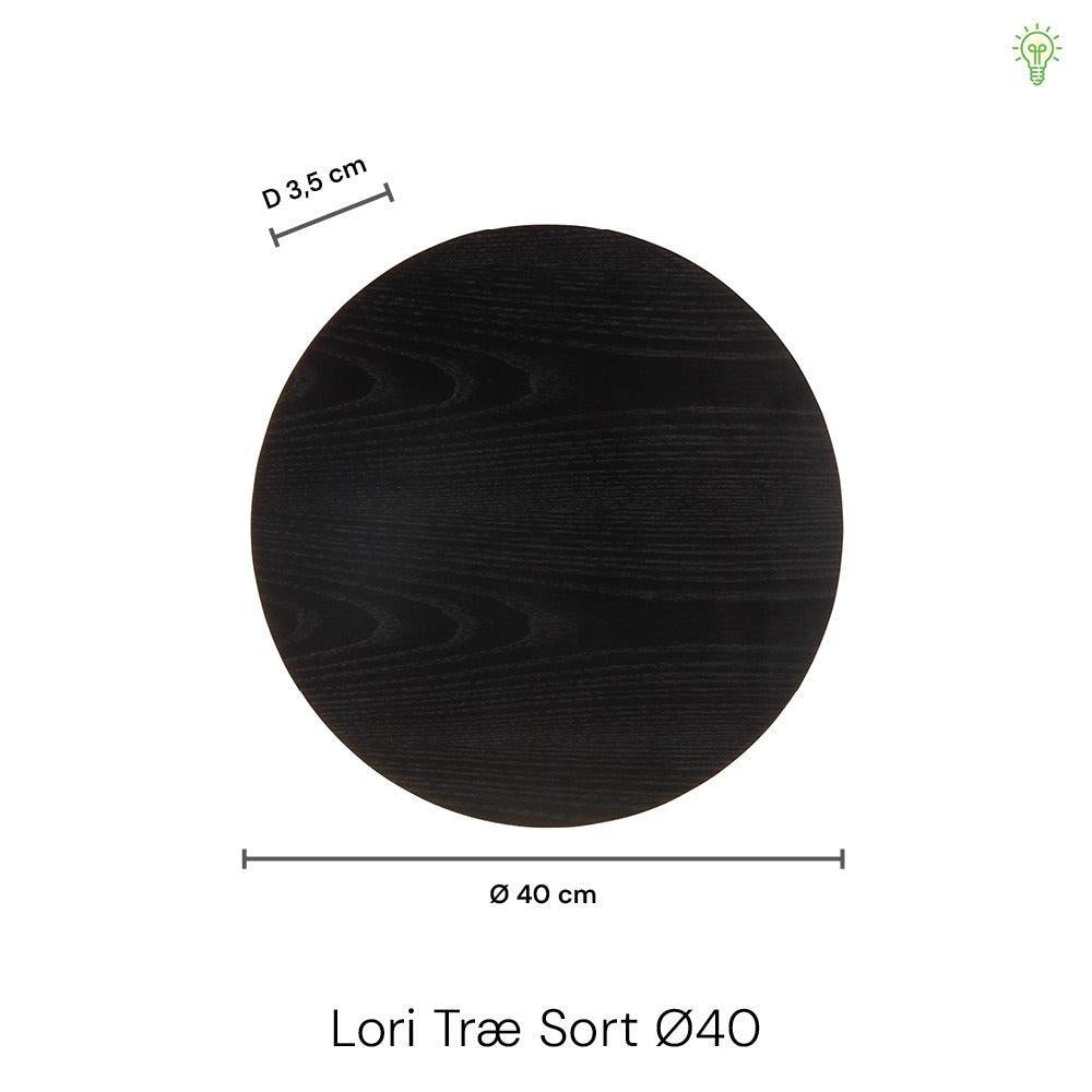 Lori Væglampe Ø40 Sort Træ