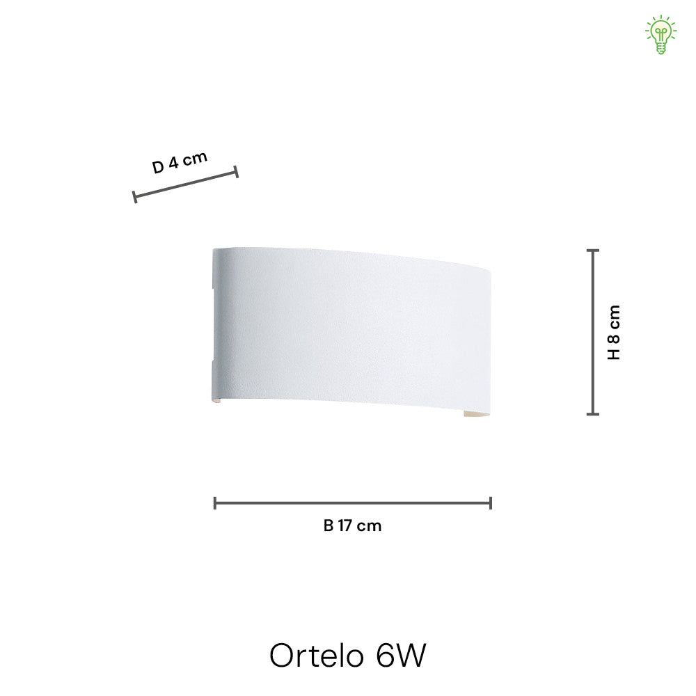 Ortelo 6W 17cm Væglampe Hvid