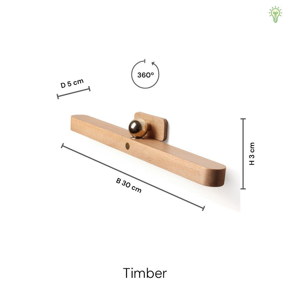Timber Trådløs Væglampe Lyst Birketræ