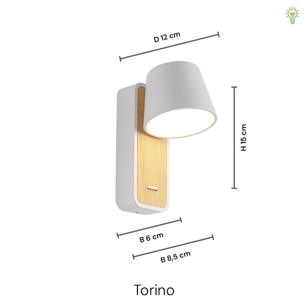 Torino Væglampe Hvid/Trælook